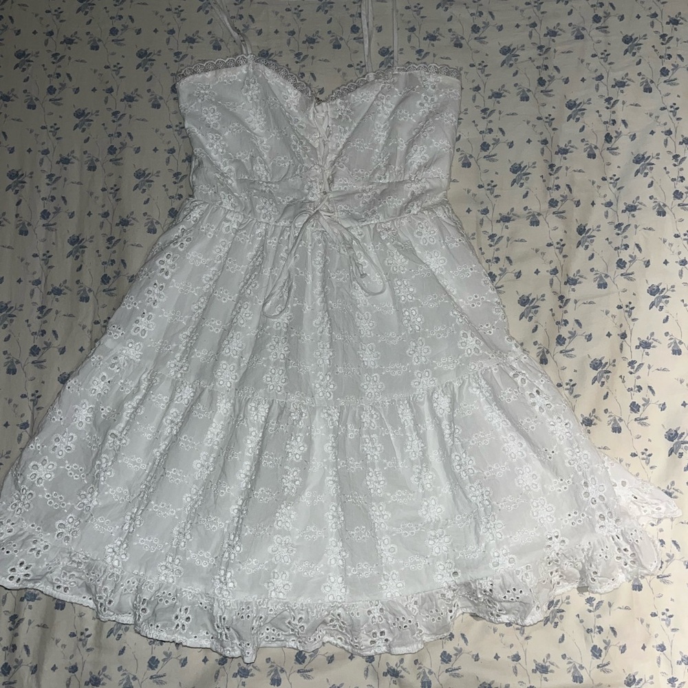 White eyelet Lace Mini Dress
